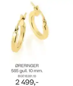 Bjørklund Øreringer 585 gull. 10 mm. tilbud