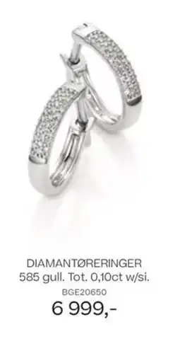 Bjørklund Diamantøreringer 585 gull. tot. 0,10ct w/si. tilbud