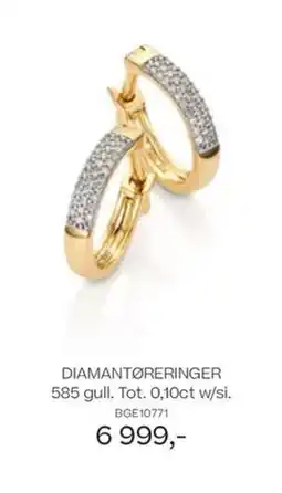Bjørklund Diamantøreringer 585 gull. tot. 0,10ct w/si. tilbud