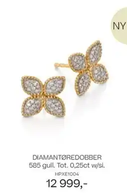 Bjørklund Diamantøredobber 585 gull. tot. 0,25ct w/si. tilbud