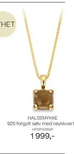 Bjørklund Halssmykke 925 forgylt sølv med røykkvarts. tilbud