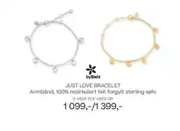 Bjørklund Bybiehl just love bracelet armbånd, 100% resirkulert 14k forgylt sterling sølv. tilbud