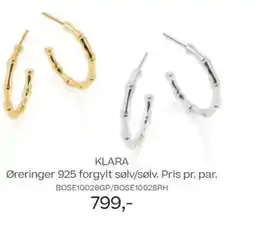 Bjørklund Klara øreringer 925 forgylt sølv/sølv. pris pr. par. tilbud