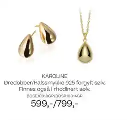 Bjørklund Karoline øredobber/halssmykke 925 forgylt sølv. finnes også i rhodinert sølv. tilbud