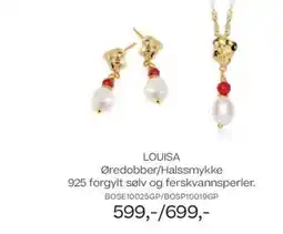 Bjørklund LOUISA Øredobber/Halssmykke 925 forgylt sølv og ferskvannsperler. tilbud