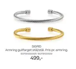 Bjørklund Sigrid armring gullfarget stål/stål. pris pr. armring. tilbud