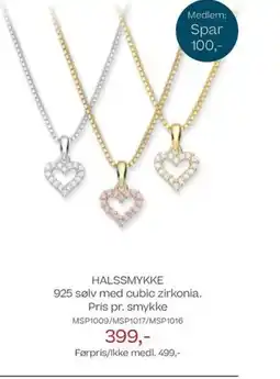 Bjørklund HALSSMYKKE 925 sølv med cubic zirkonia. Pris pr. smykke tilbud
