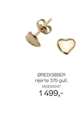 Bjørklund ØREDOBBER Hjerte 375 gull. tilbud