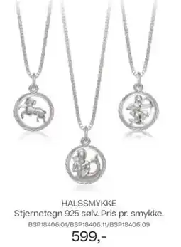 Bjørklund Halssmykke stjernetegn 925 sølv. pris pr. smykke. tilbud