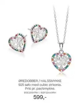 Bjørklund Øredobber/halssmykke 925 sølv med cubic zirkonia. pris pr. par/smykke. tilbud