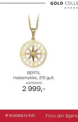 Bjørklund Bertil halssmykke, 375 gull. tilbud