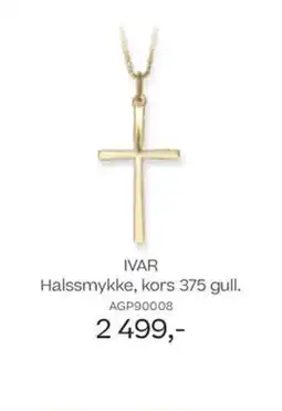 Bjørklund Ivar halssmykke, kors 375 gull. tilbud
