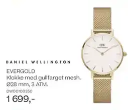 Bjørklund Daniel wellington evergold klokke med gullfarget mesh. tilbud