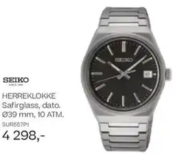 Bjørklund Seiko herreklokke safirglass, dato. 039 mm, 10 atm. tilbud