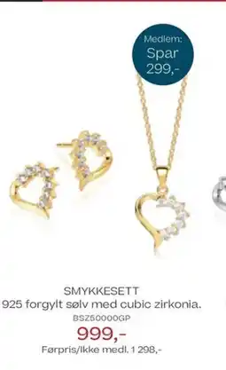 Bjørklund SMYKKESETT 925 forgylt sølv med cubic zirkonia. BSZ50000GP tilbud