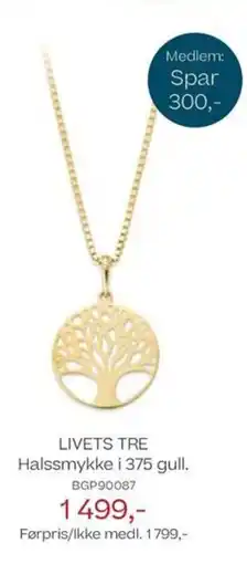 Bjørklund Livets tre halssmykke i 375 gull. bgp90087 tilbud
