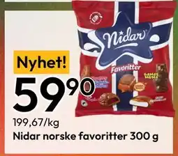 Gigaboks Nidar norske favoritter 300 g tilbud