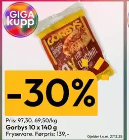 Gigaboks Gorbys 10 x 140 g tilbud