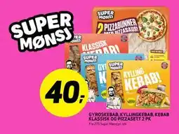Bunnpris GYROSKEBAB, KYLLINGKEBAB, KEBAB KLASSISK OG PIZZASETT 2 PK tilbud