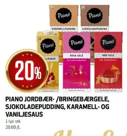 Bunnpris Piano Jordbær- /Bringebærgele, Sjokoladepudding, Karamell- og Vaniljesaus tilbud