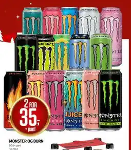 Bunnpris Monster og Burn tilbud