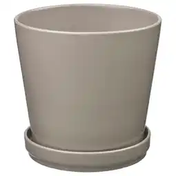 IKEA KlotlÖnn Blomsterpotte med skål, inne/ute/grå/beige, 19 cm tilbud