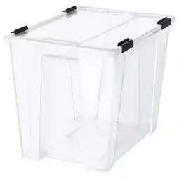 IKEA Samla Boks med lokk/låseklips, transparent/svart, 57x39x43 cm/65 l tilbud