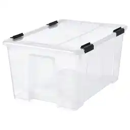 IKEA Samla Boks med lokk/låseklips, transparent/svart, 57x39x29 cm/45 l tilbud