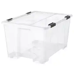IKEA Samla Boks med lokk/låseklips, transparent/svart, 79x57x43 cm/130 l tilbud