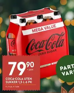 Coop Mega COCA-COLA UTEN SUKKER 1,5 L 6 PK tilbud