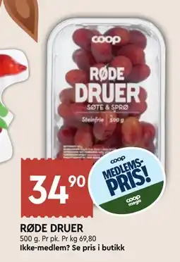 Coop Mega RØDE DRUER, Medlemspris tilbud