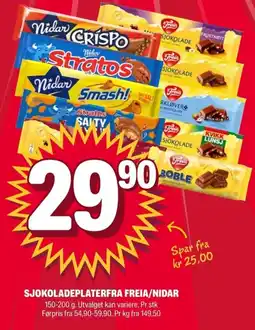 Coop Extra Sjokoladeplaterfra freia/nidar tilbud