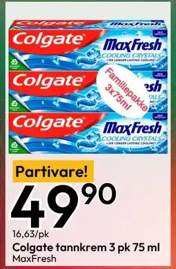 Gigaboks Colgate tannkrem 3 pk 75 ml tilbud