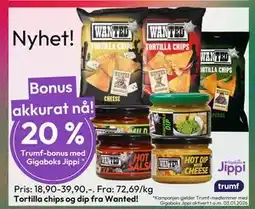 Gigaboks Tortilla chips og dip fra Wanted! tilbud