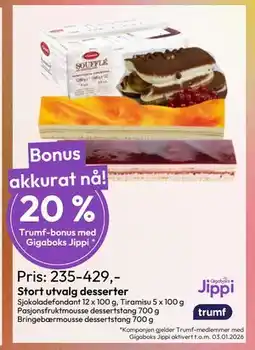 Gigaboks Stort utvalg desserter tilbud