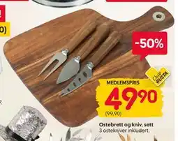 Rusta Ostebrett og kniv, sett, Medlemspris tilbud