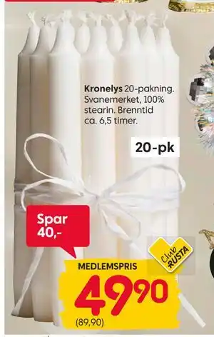 Rusta Kronelys, Medlemspris tilbud