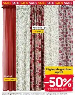 Rusta Utgående gardiner tilbud