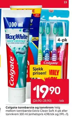 Rusta Colgate tannbørste og tannkrem tilbud