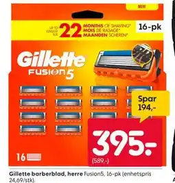 Rusta Gillette barberblad, herre tilbud