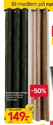 Rusta Gardinlengde Vintage, Medlemspris tilbud