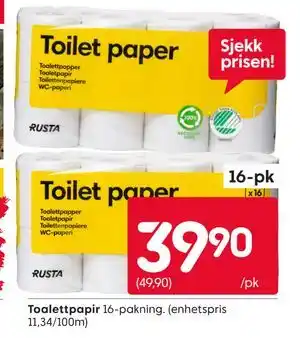 Rusta Toalettpapir tilbud