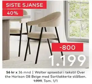 Skeidar Walter spisestol tilbud