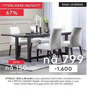 Skeidar Lucas spisestol tilbud