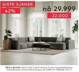 Skeidar Styl U-sofa tilbud