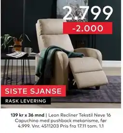Skeidar Leon Recliner tilbud