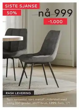 Skeidar Turn spisestol tilbud