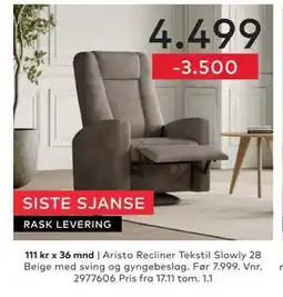 Skeidar Aristo Recliner tilbud