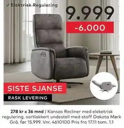 Skeidar Kansas Recliner tilbud