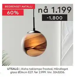 Skeidar Aisha taklampe frosted tilbud